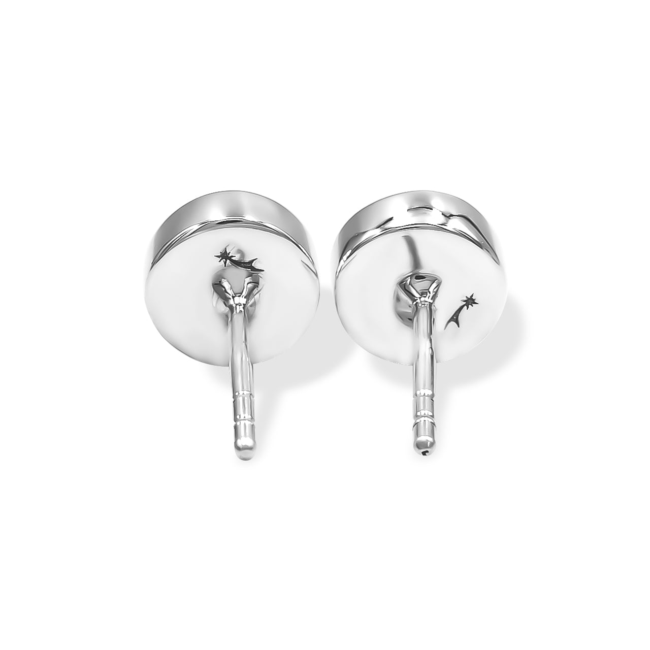 Starborn Fluorescent Hackmanite Round Cabochon Post Style Earrings in Sterling Silver
