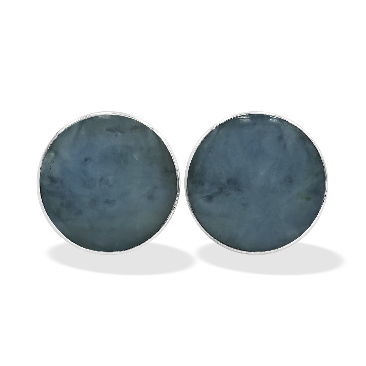 Starborn Fluorescent Hackmanite Round Cabochon Post Style Earrings in Sterling Silver