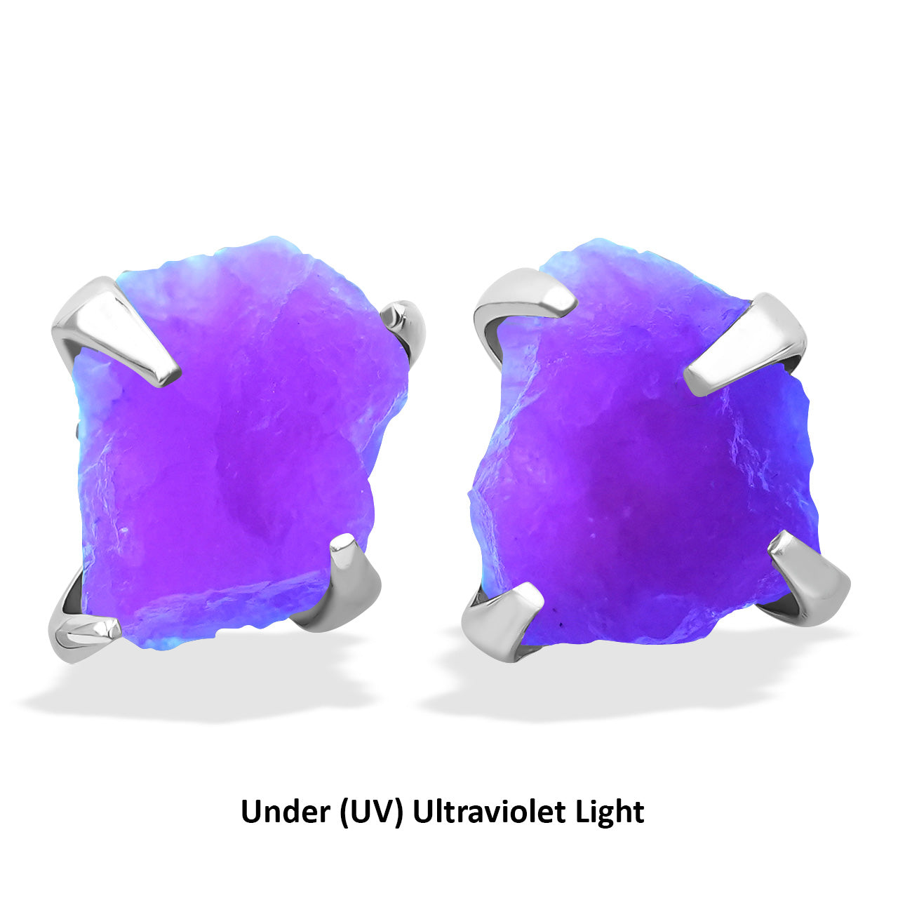 Starborn Fluorescent Hackmanite Prong Set Post Earrings in Sterling Silver