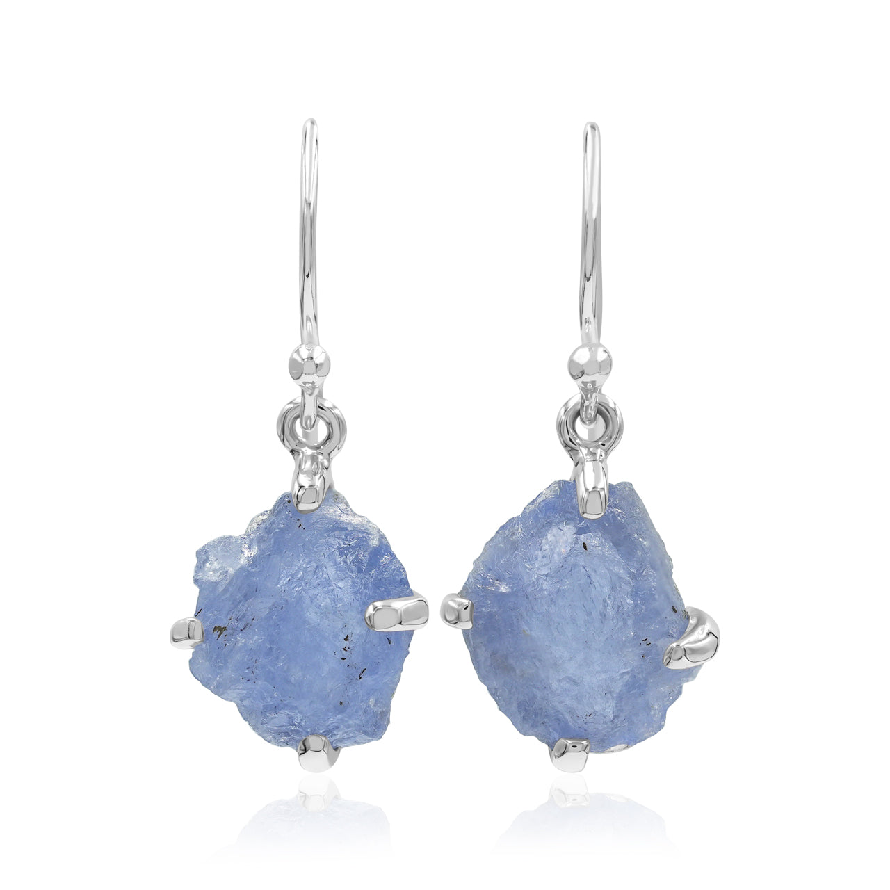 Starborn Rough Fluorescent Hackmanite Dangle Earrings in Sterling Silver