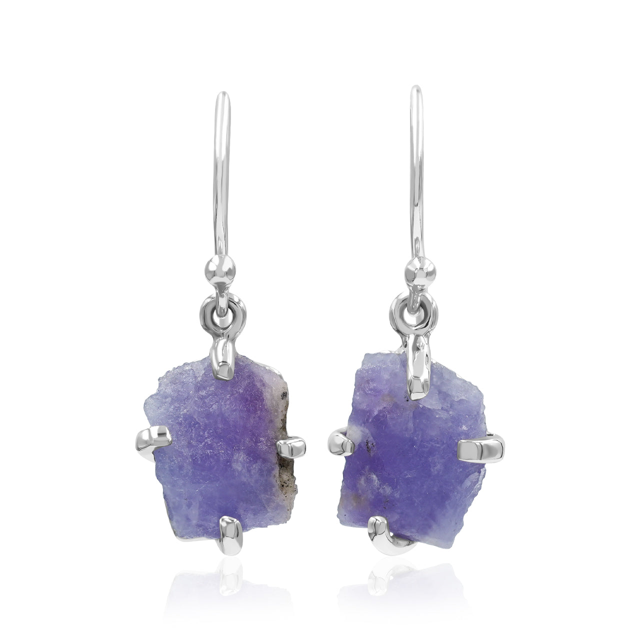 Starborn Rough Fluorescent Hackmanite Dangle Earrings in Sterling Silver