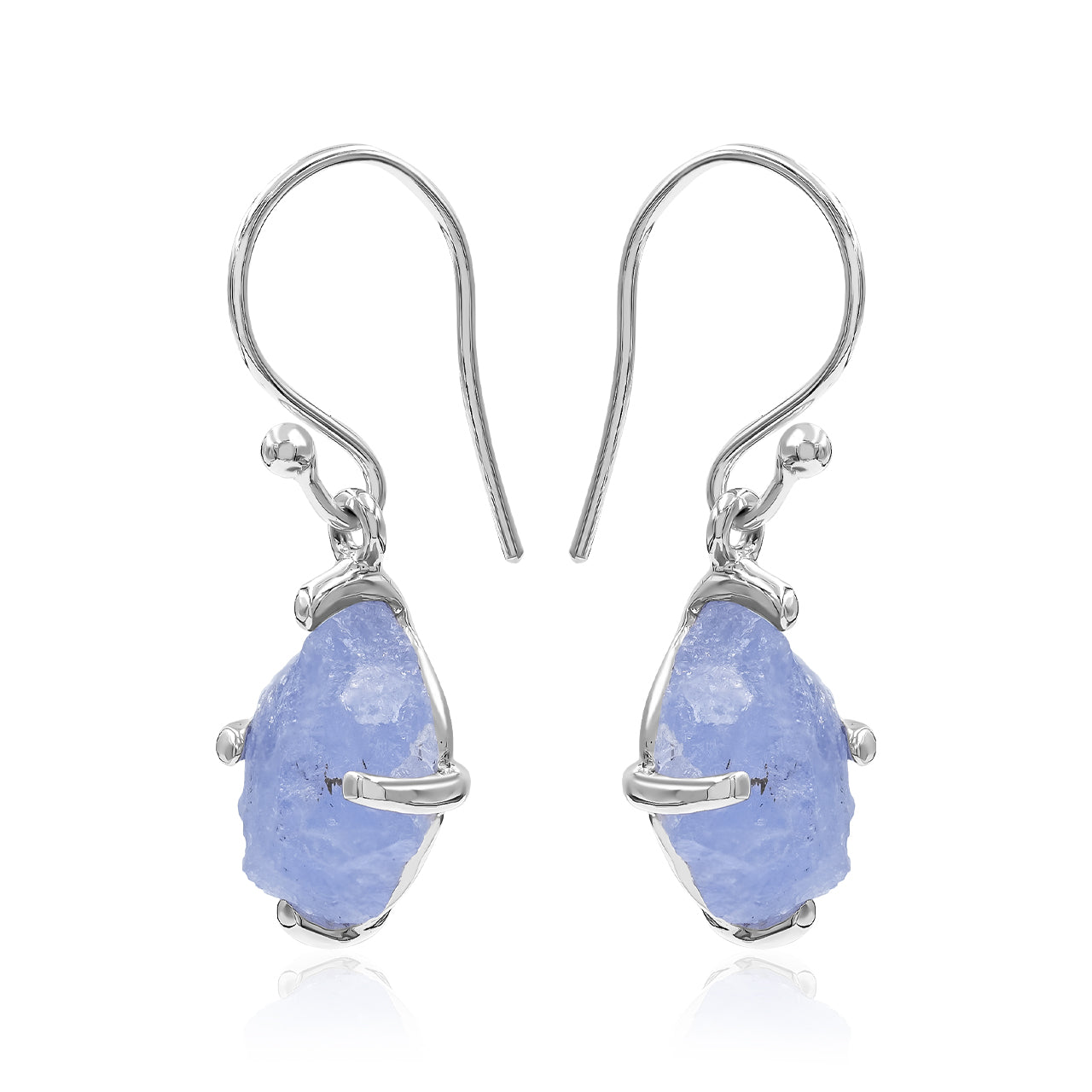 Starborn Rough Fluorescent Hackmanite Dangle Earrings in Sterling Silver