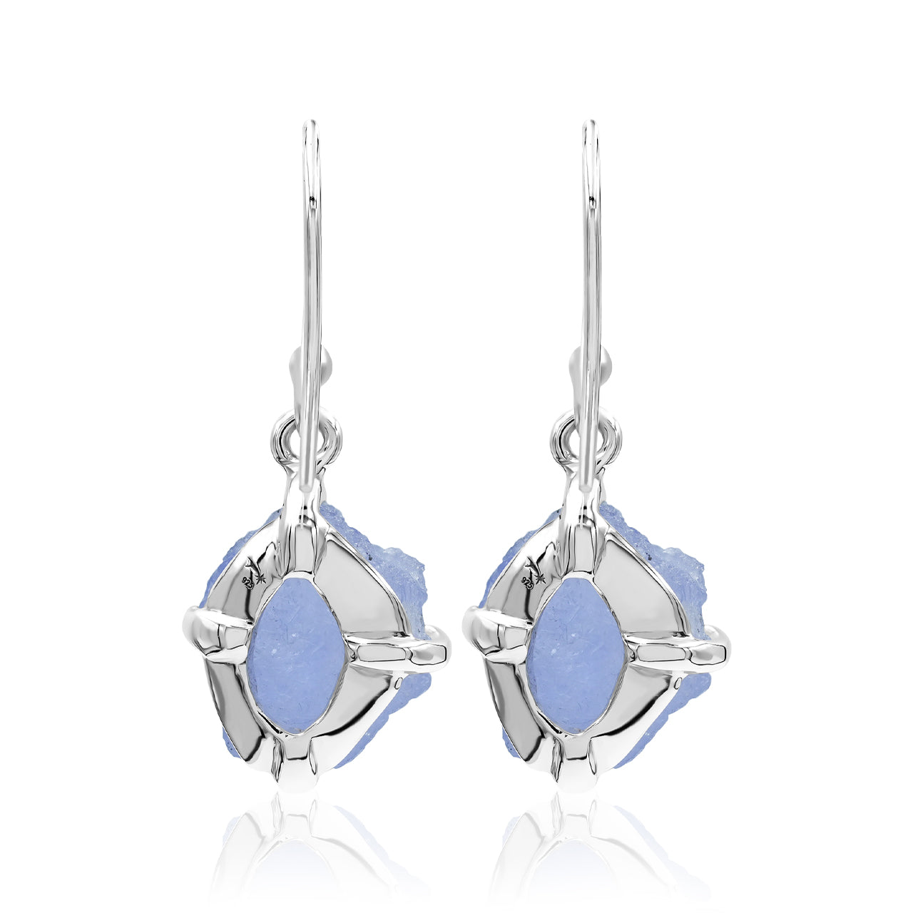 Starborn Rough Fluorescent Hackmanite Dangle Earrings in Sterling Silver