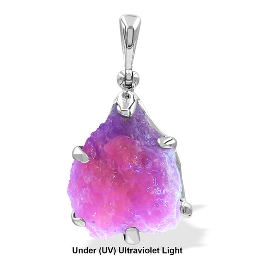 Starborn Fluorescent Hackmanite Prong Set Pendant in Sterling Silver