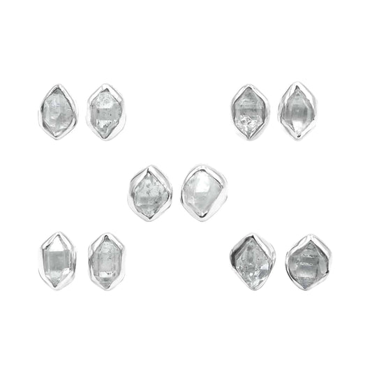 Starborn Herkimer Diamond Sterling Silver Post Earrings - Set of 5 pairs