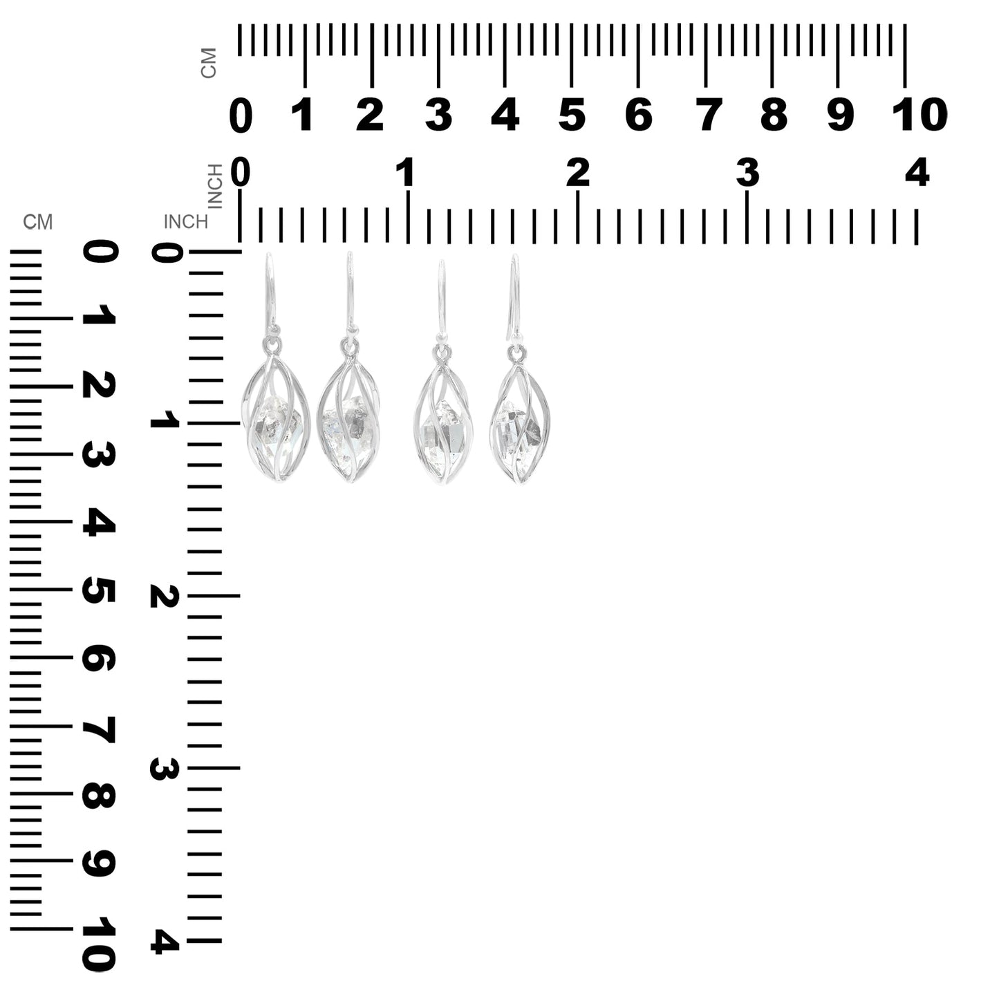 Starborn Herkimer Diamond Quartz Crystal Sterling Silver Caged Earrings