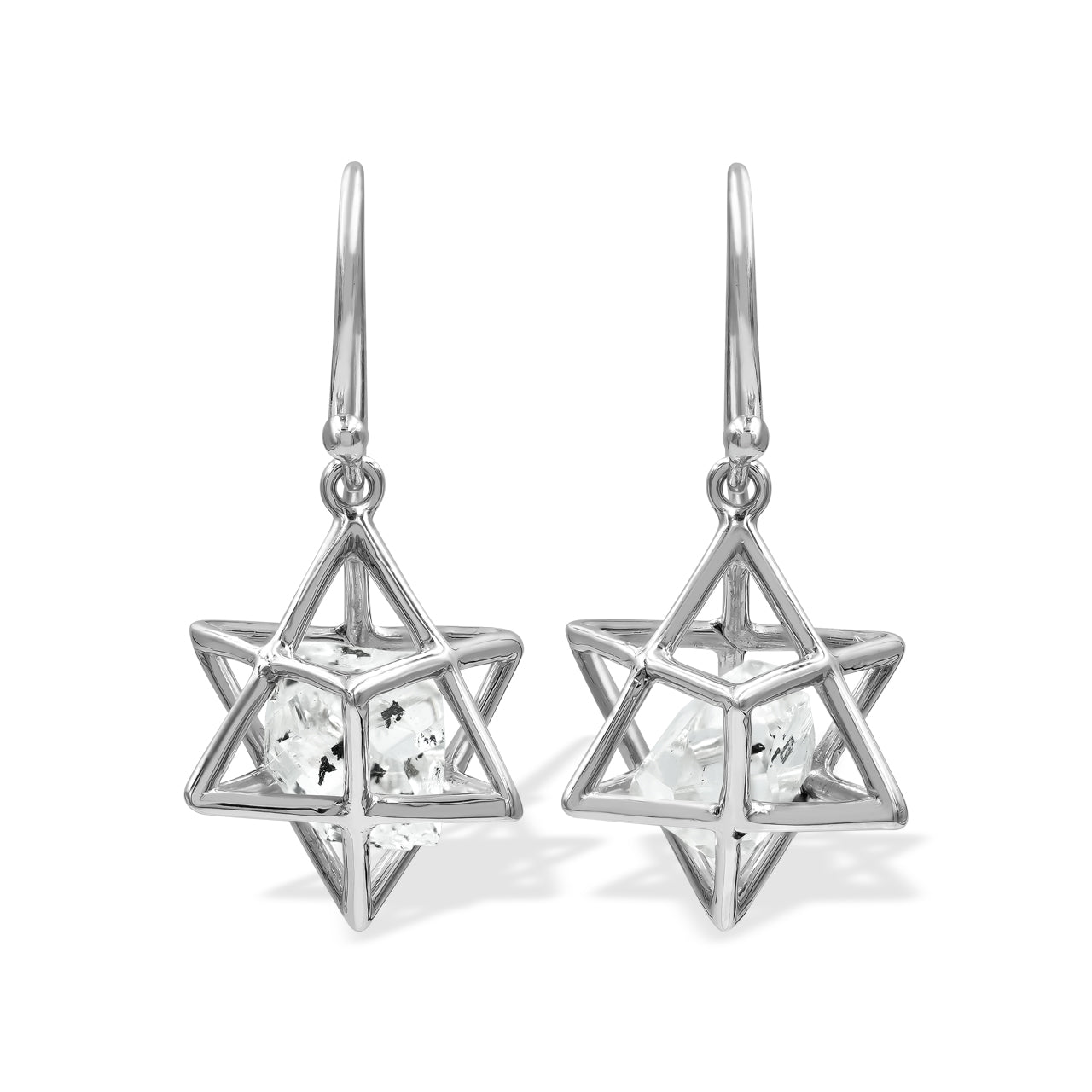 Starborn Merkabah Earrings with Herkimer Diamond Crystal in Sterling Silver