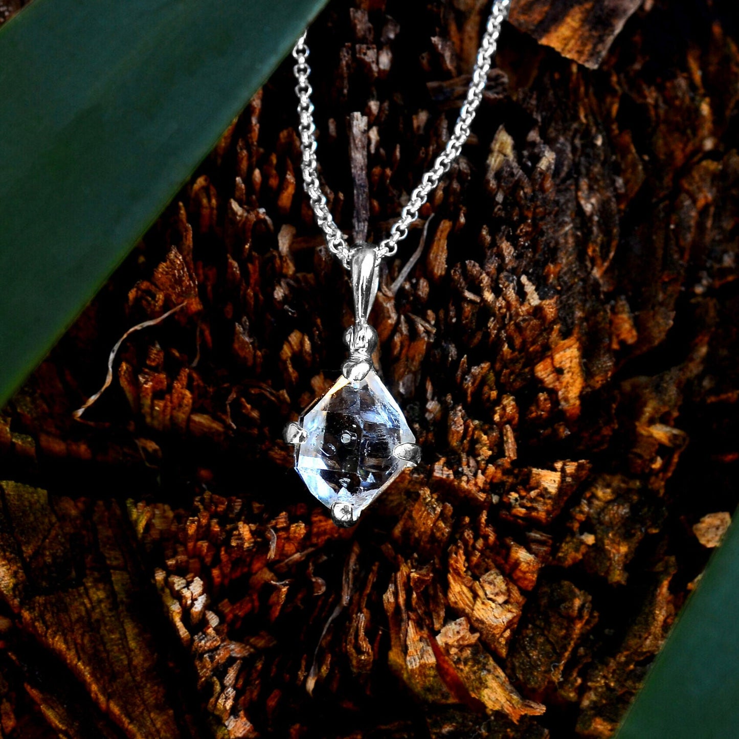Starborn Herkimer Diamond Prong Set Pendant in Sterling Silver