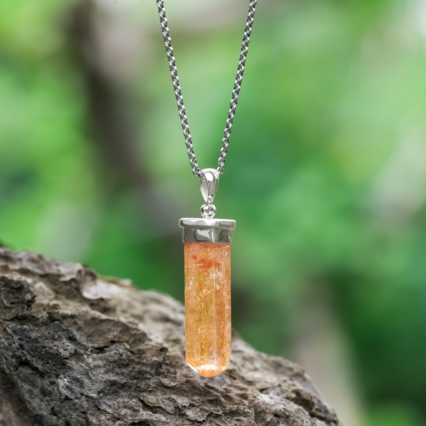 Starborn Imperial Topaz Crystal Cap Set Pendant in Sterling Silver Large