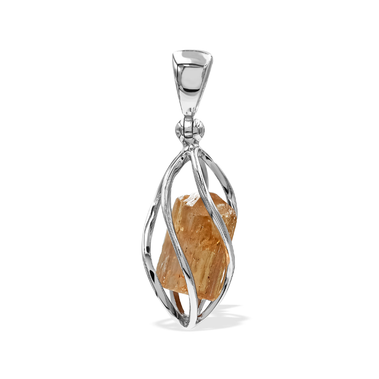 Starborn Imperial Topaz Crystal Spiral Cage Pendant in Sterling Silver