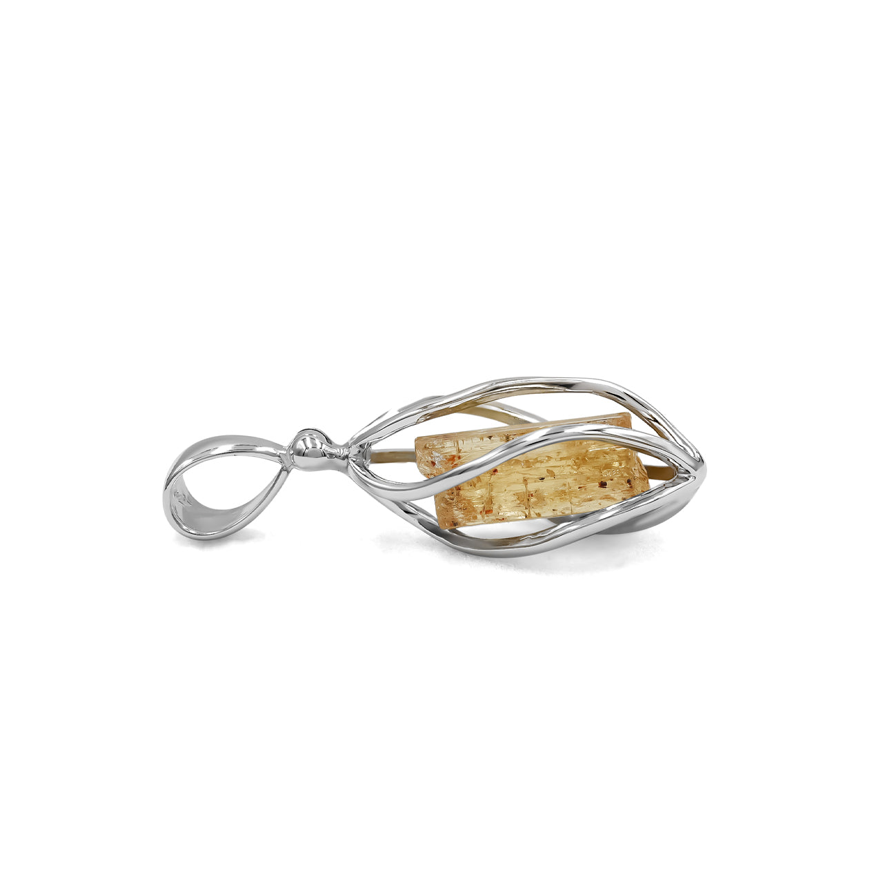 Starborn Imperial Topaz Crystal Spiral Cage Pendant in Sterling Silver