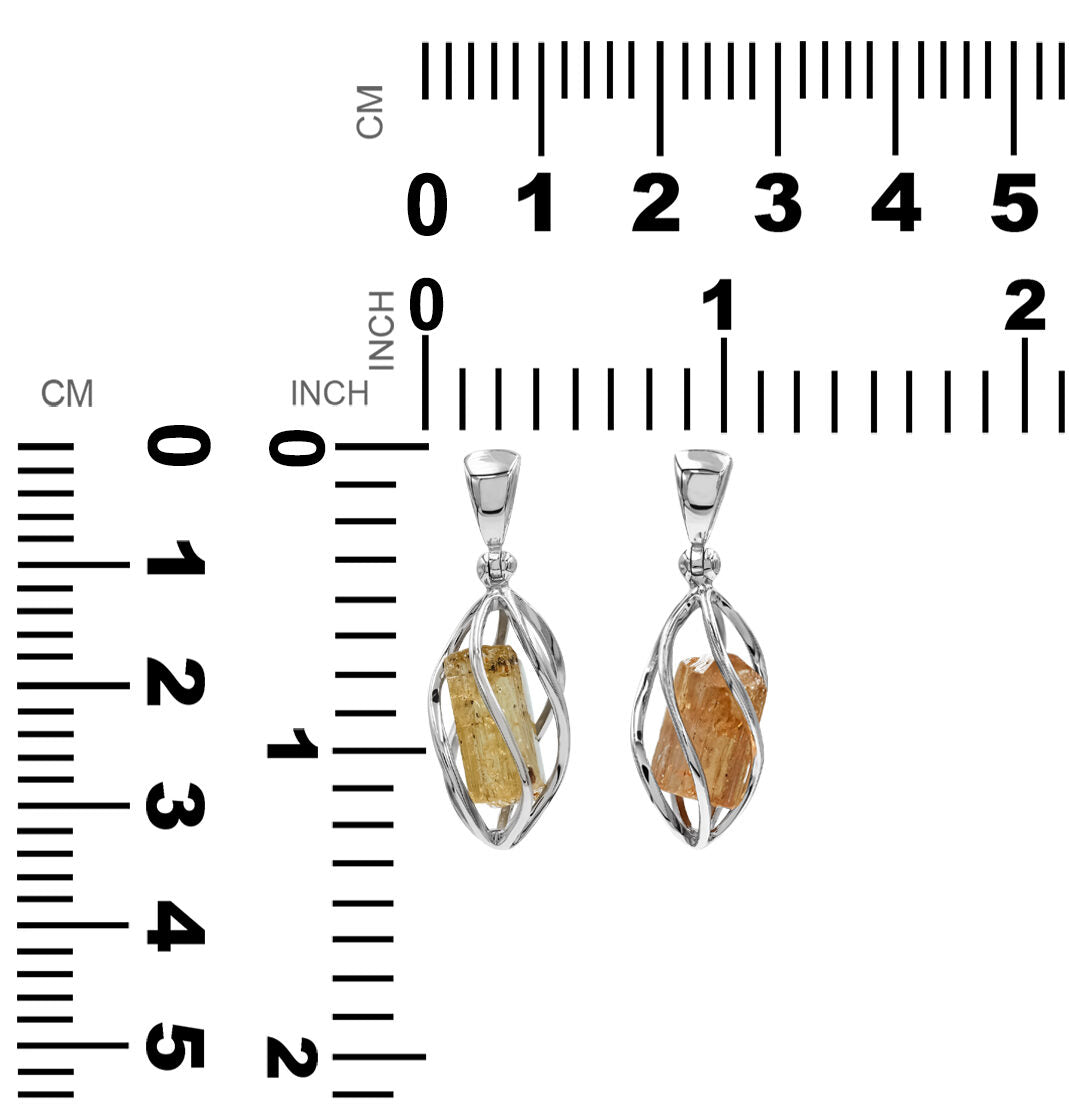 Starborn Imperial Topaz Crystal Spiral Cage Pendant in Sterling Silver