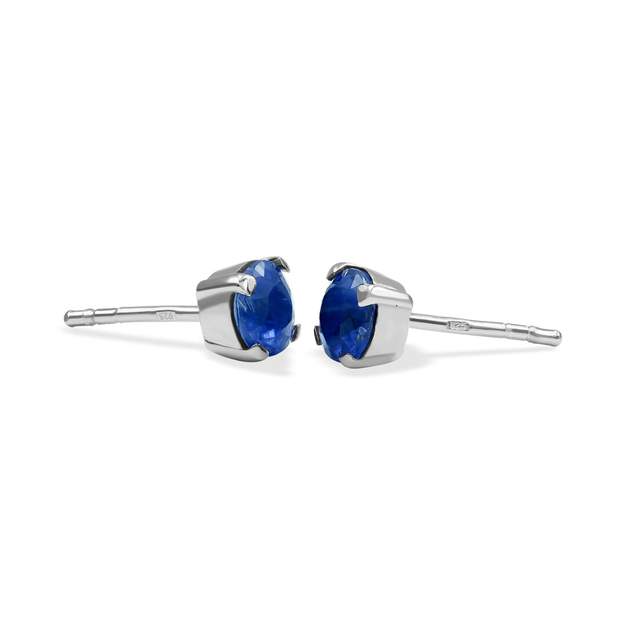 Starborn Faceted Kyanite 5mm Round Prong Set Post Earrings in Sterling Silver