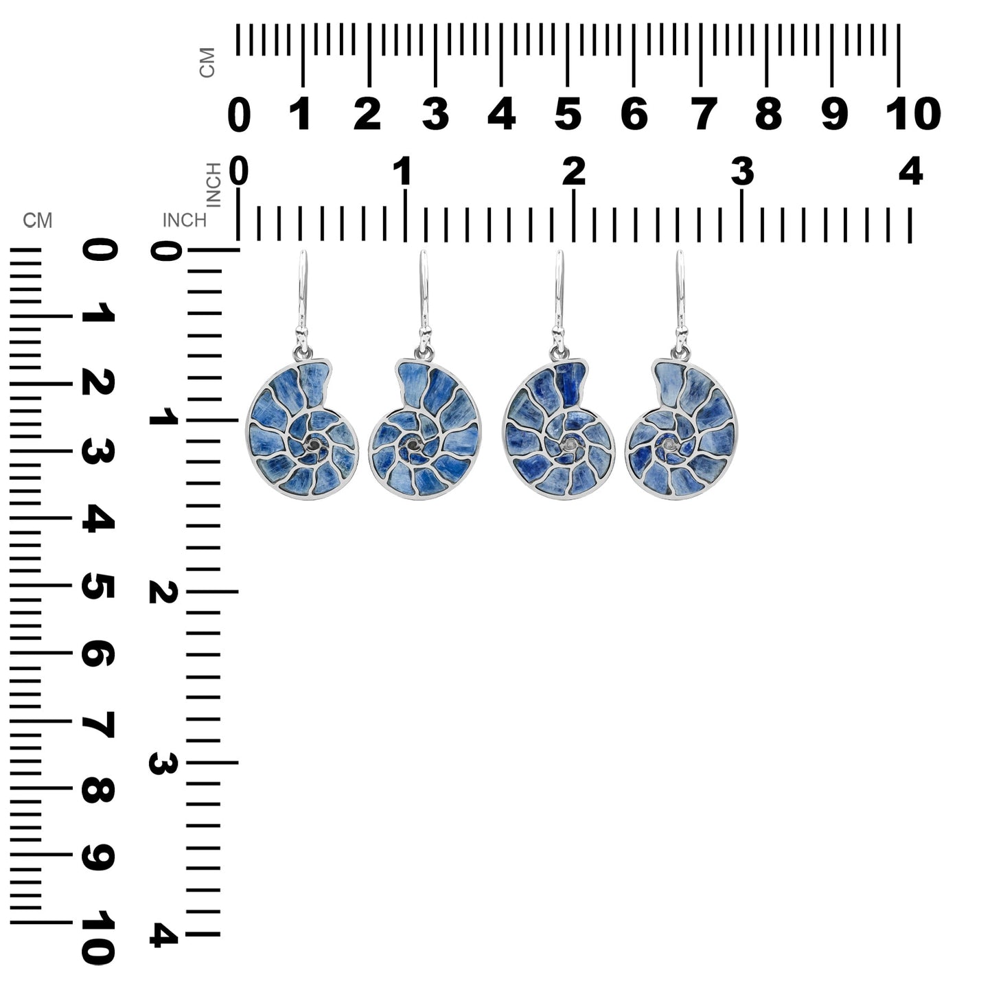Starborn Nautilus Ammonite with Gemstones Inlay Earring in Sterling Silver - Large