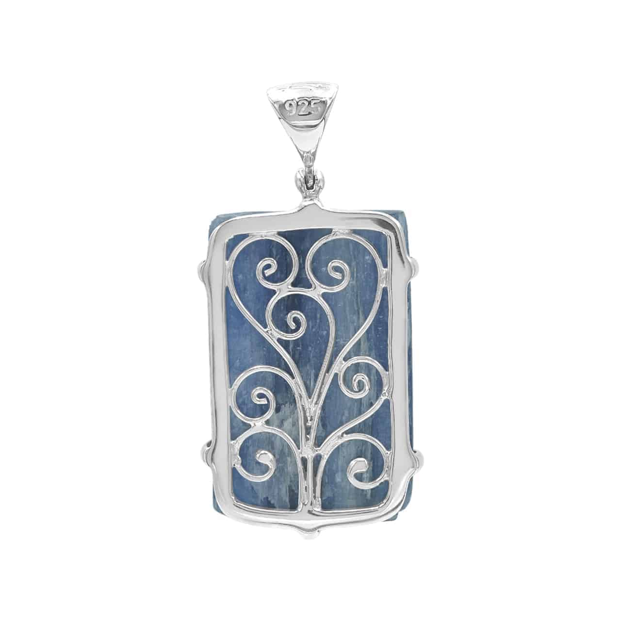 Starborn Kyanite Carved Dragon Pendant in Sterling Silver