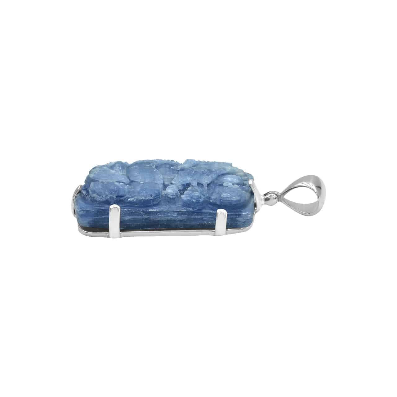 Starborn Kyanite Carved Dragon Pendant in Sterling Silver