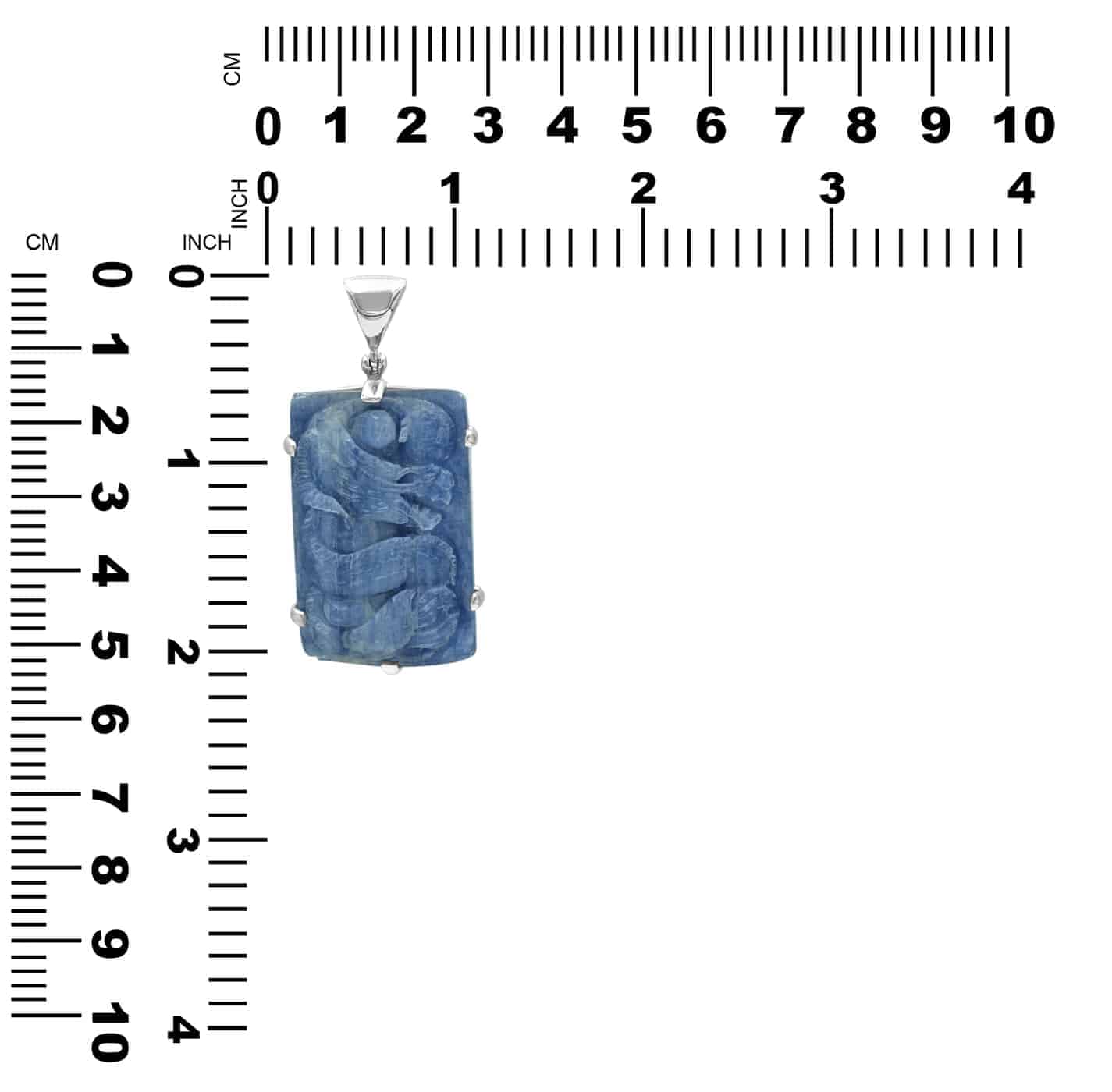 Starborn Kyanite Carved Dragon Pendant in Sterling Silver