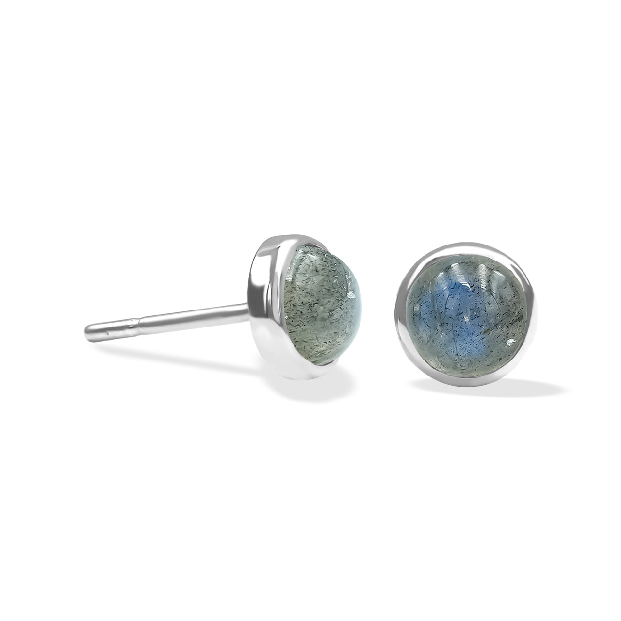 Starborn Labradorite Round Post Earrings in Sterling Silver