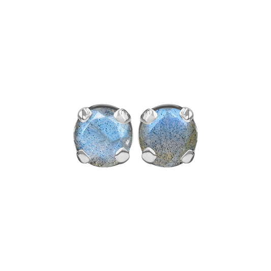 Starborn Faceted Labradorite 6mm Post Earrings in Sterling Silver