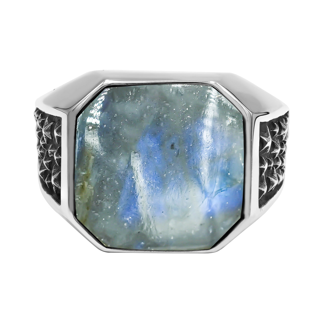 Starborn Labradorite Octagon Signet Men's Ring in Sterling Silver