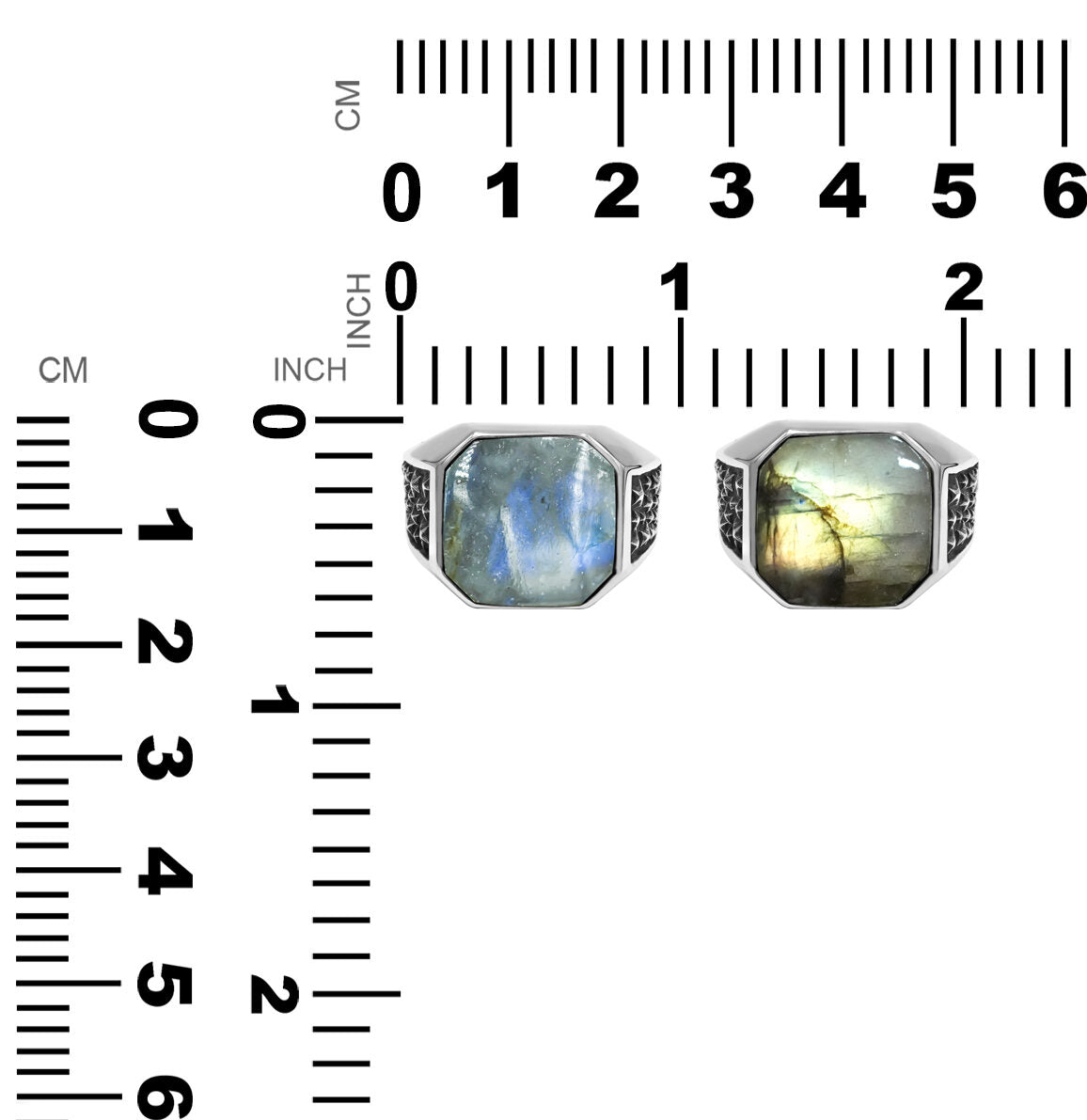 Starborn Labradorite Octagon Signet Men's Ring in Sterling Silver