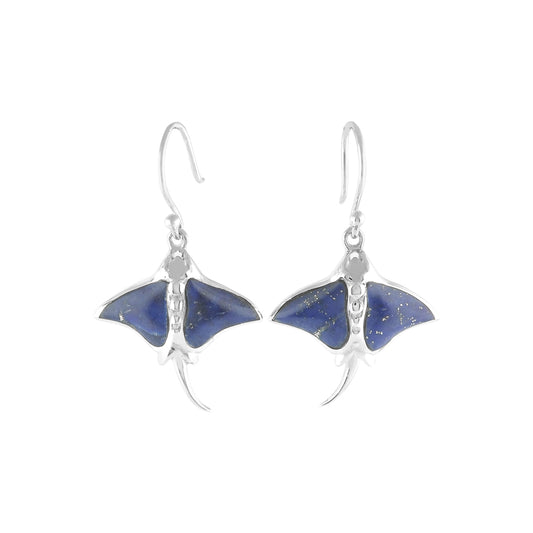 Starborn Lapis Lazuli Manta Ray Earrings in Sterling Silver