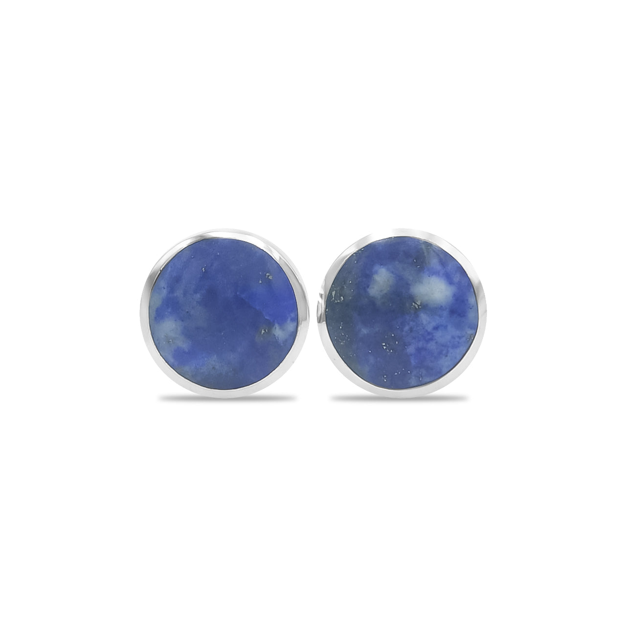 Starborn Lapis Lazuli Round Cabochon Post Style Earrings in Sterling Silver