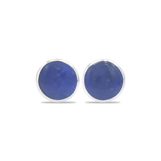 Starborn Lapis Lazuli Round Cabochon Post Style Earrings in Sterling Silver