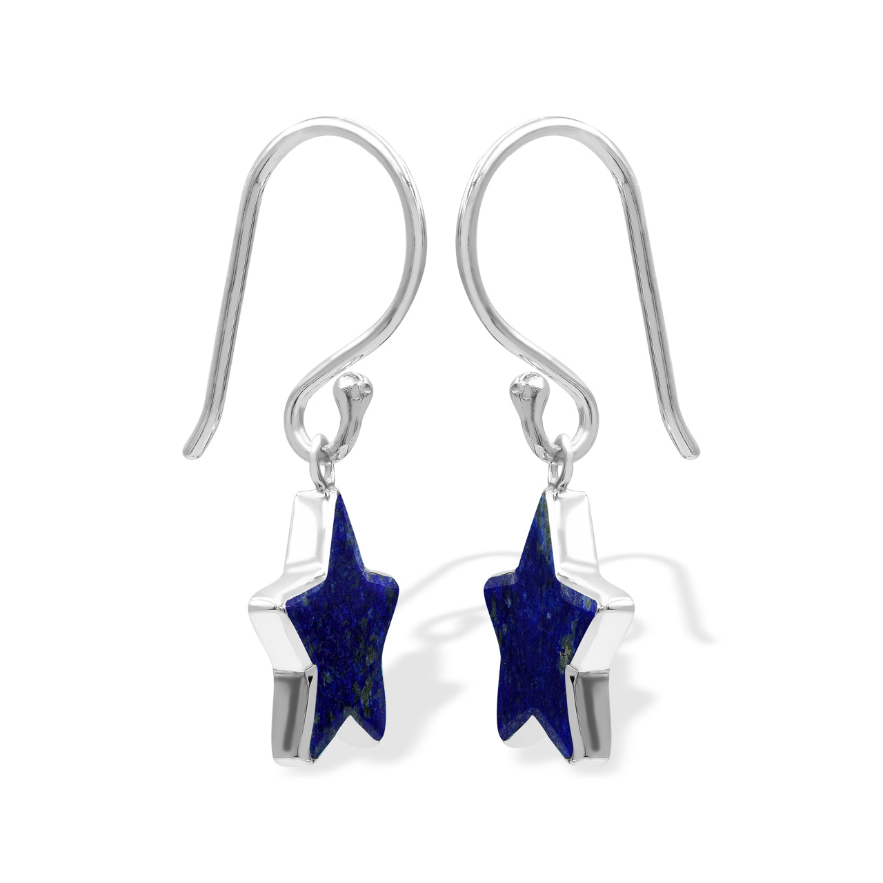 Starborn Lapis Lazuli Star Dangle Earrings in Sterling Silver