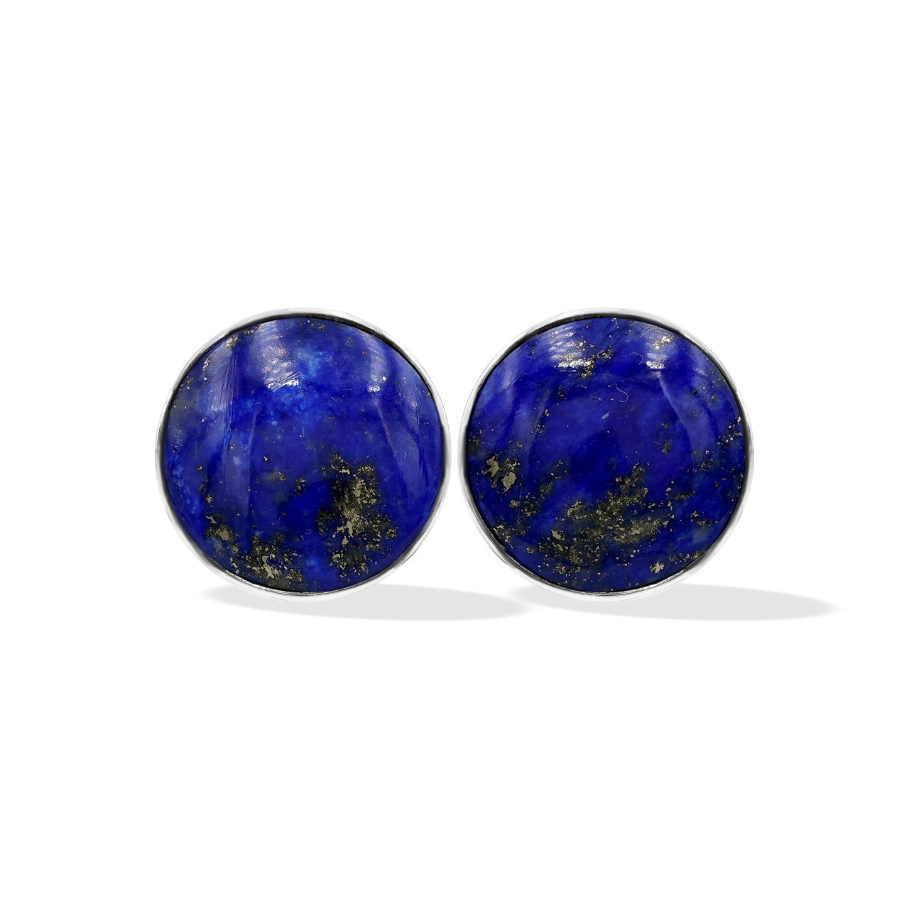 Starborn Lapis Lazuli Round Cabochon Post Style Earrings in Sterling Silver