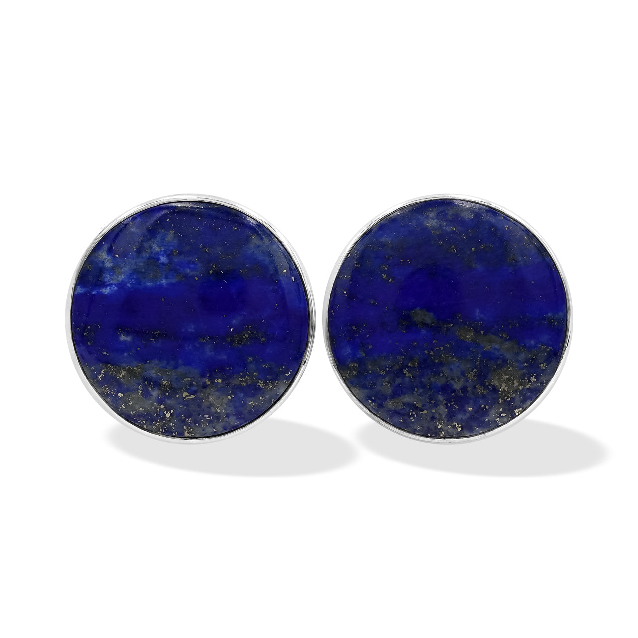 Starborn Lapis Lazuli Round Cabochon Post Style Earrings in Sterling Silver