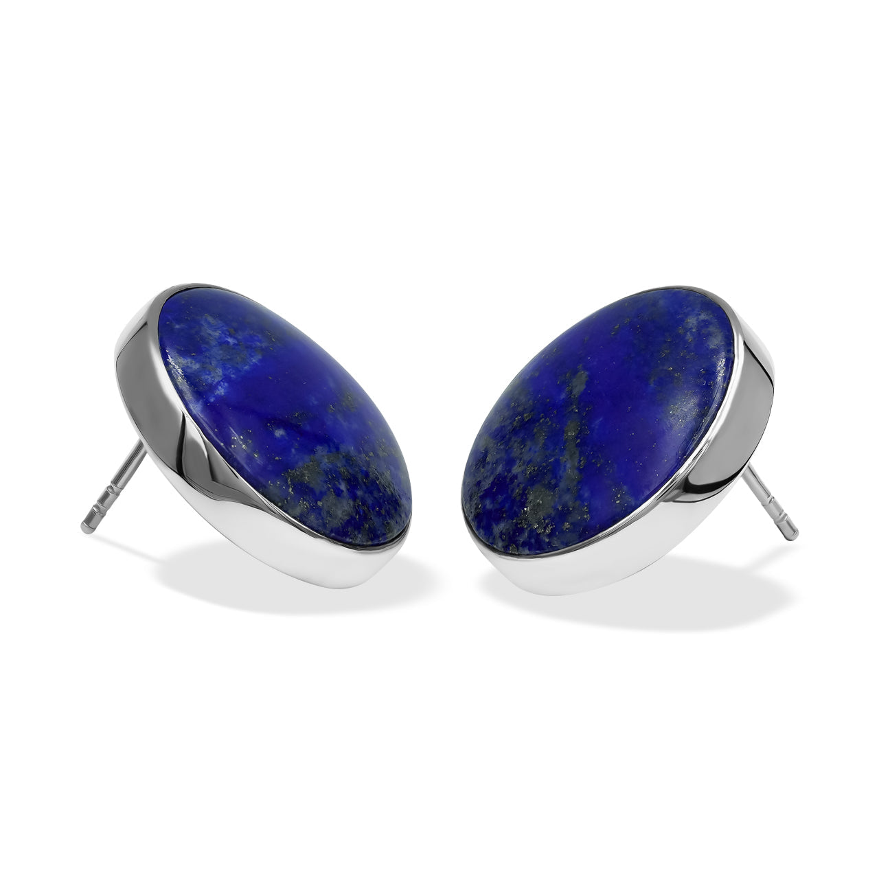 Starborn Lapis Lazuli Round Cabochon Post Style Earrings in Sterling Silver