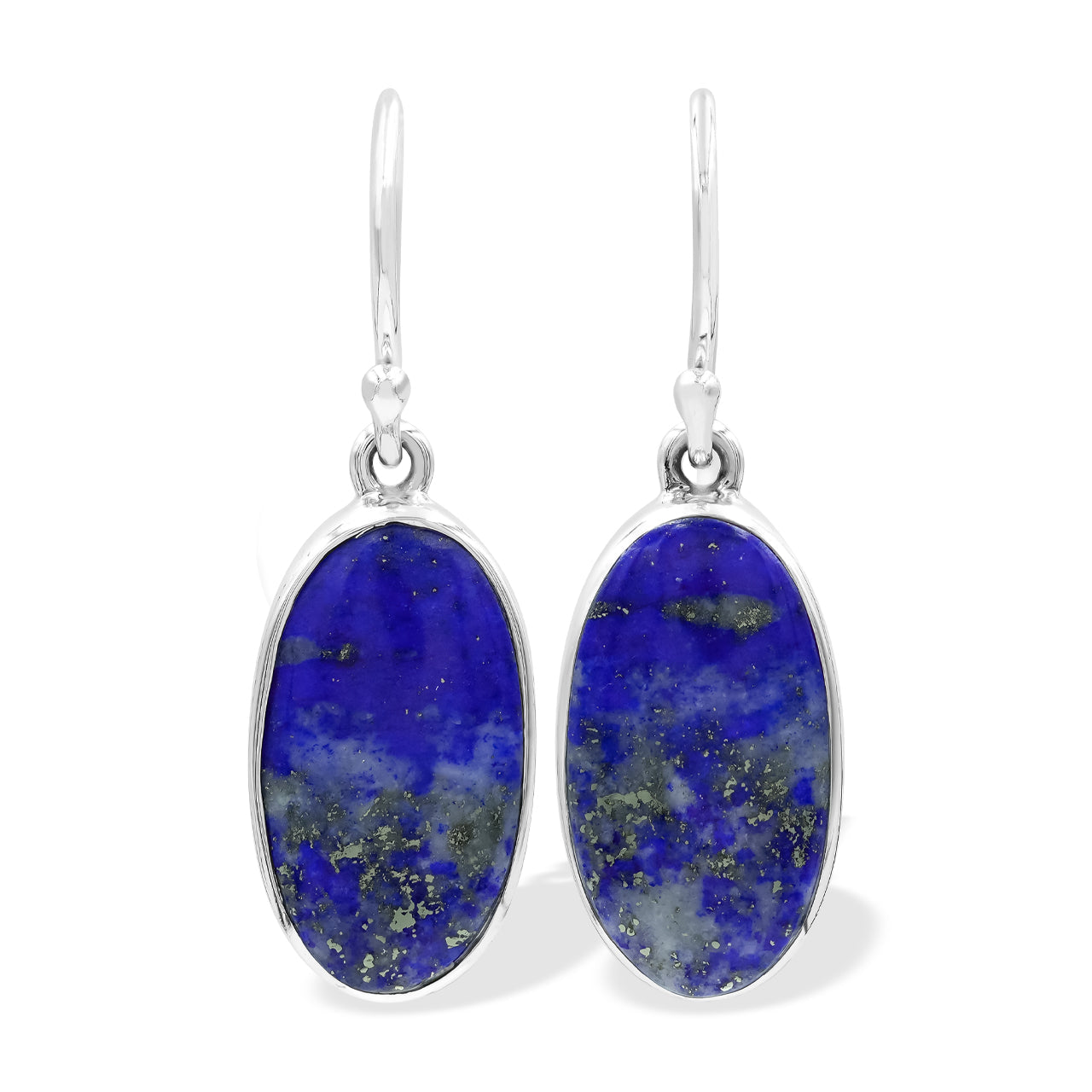 Starborn Lapis Lazuli Long Oval Dangle Earrings in Sterling Silver