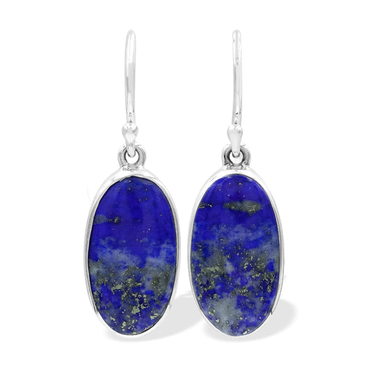 Starborn Lapis Lazuli Long Oval Dangle Earrings in Sterling Silver