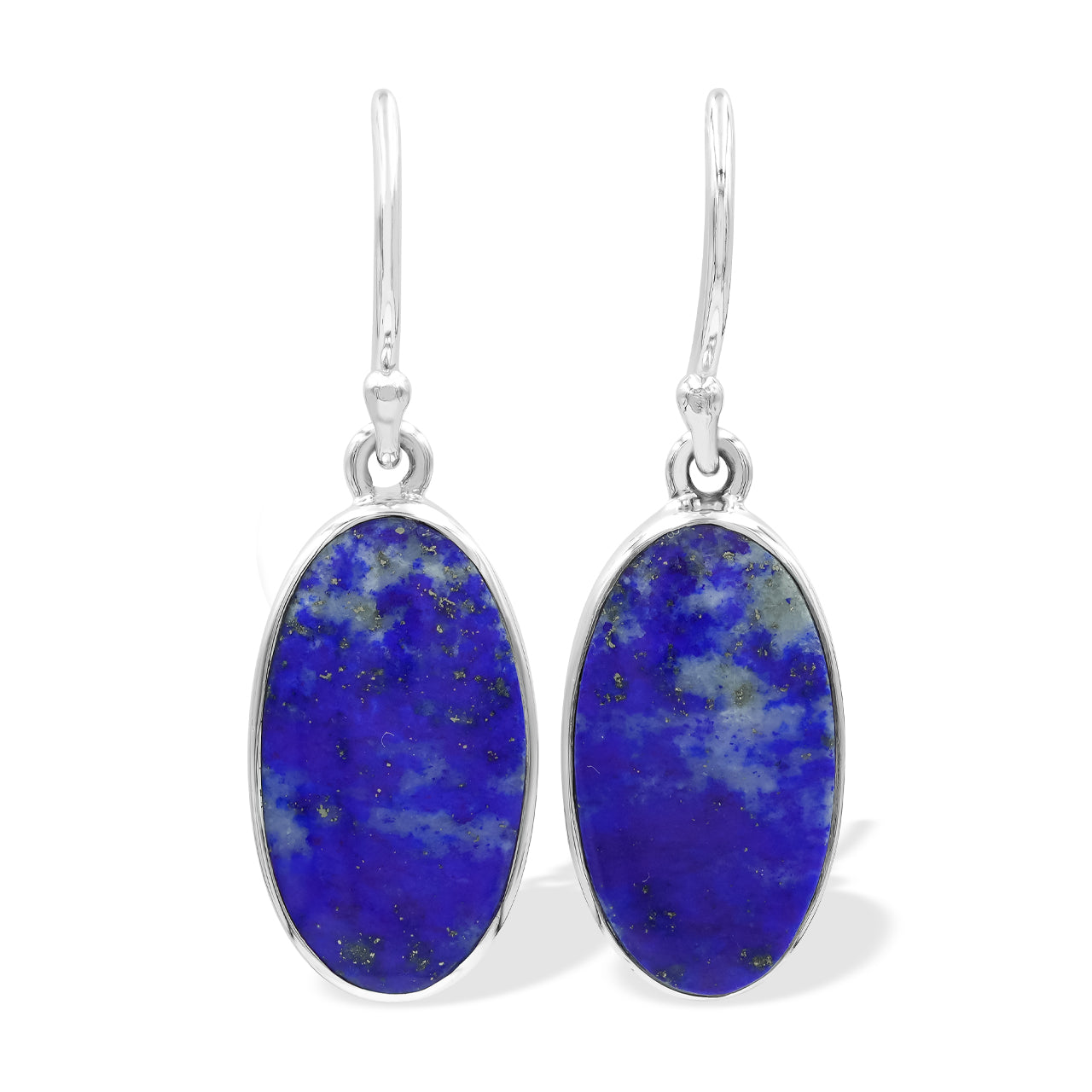 Starborn Lapis Lazuli Long Oval Dangle Earrings in Sterling Silver