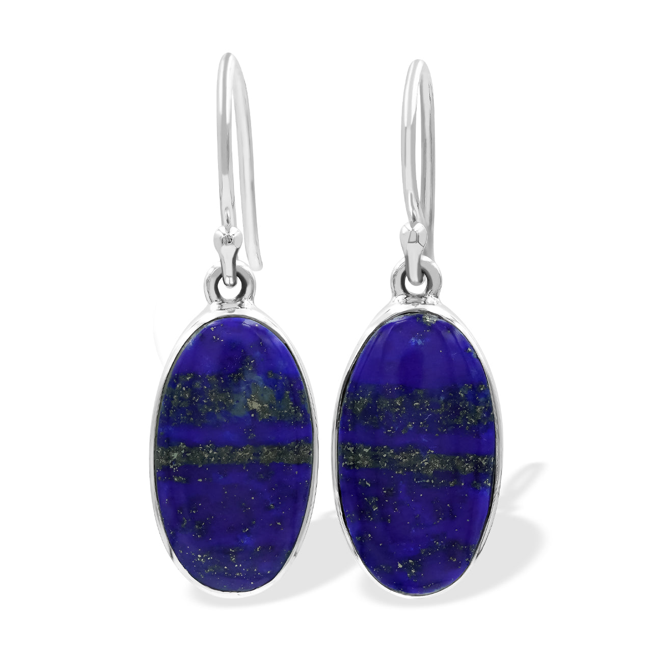 Starborn Lapis Lazuli Long Oval Dangle Earrings in Sterling Silver
