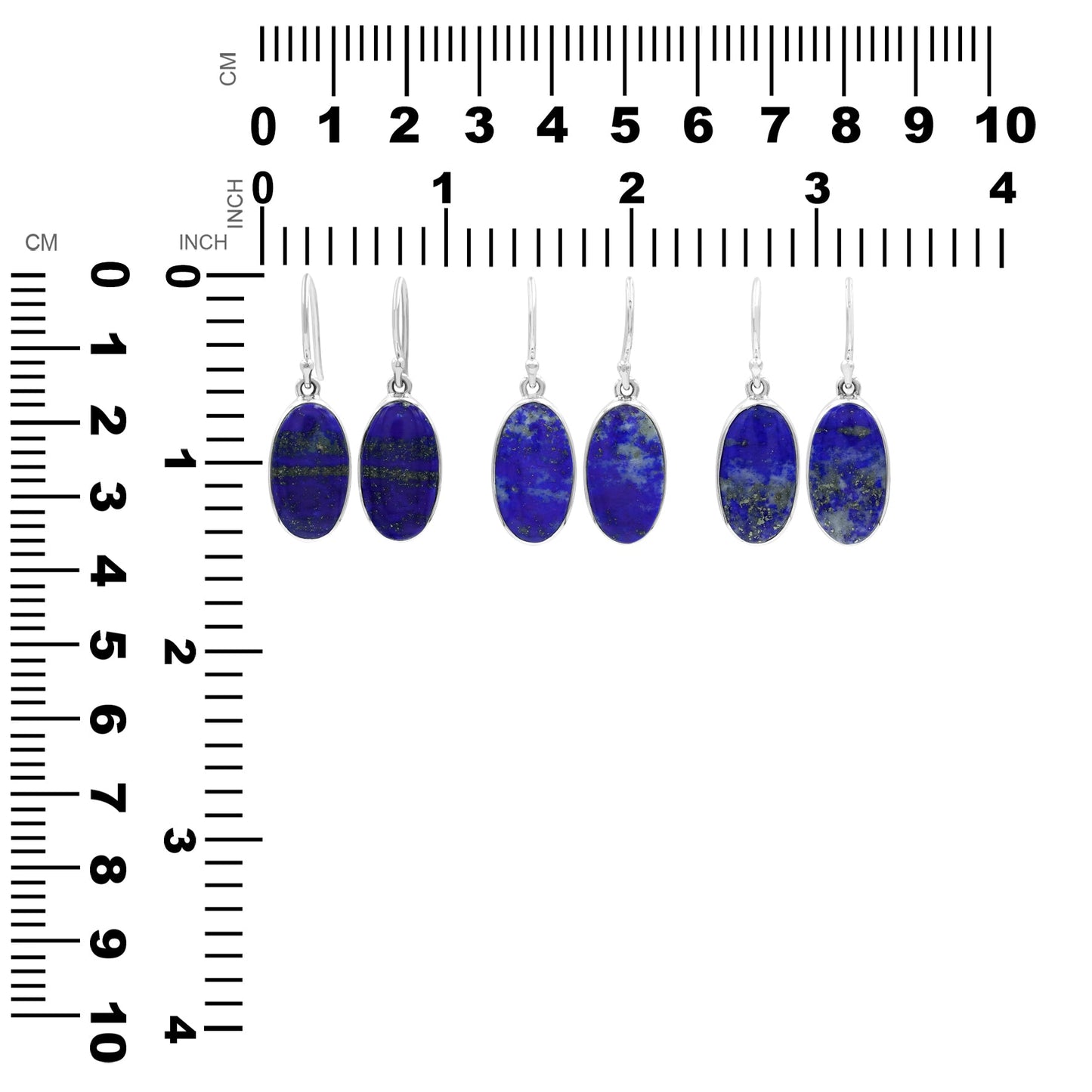 Starborn Lapis Lazuli Long Oval Dangle Earrings in Sterling Silver