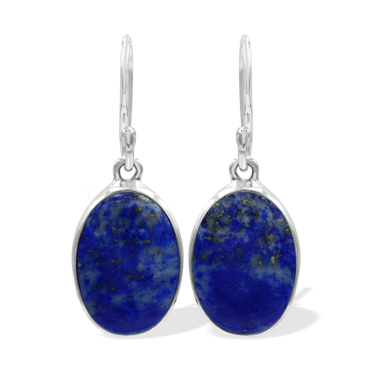 Starborn Lapis Lazuli Wide Oval Dangle Earrings in Sterling Silver