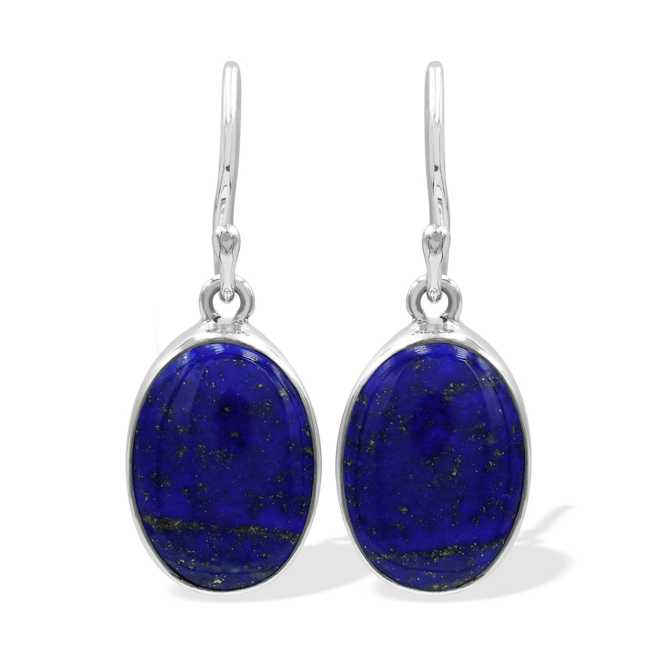 Starborn Lapis Lazuli Wide Oval Dangle Earrings in Sterling Silver