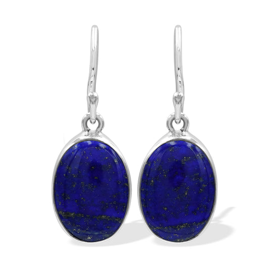 Starborn Lapis Lazuli Wide Oval Dangle Earrings in Sterling Silver