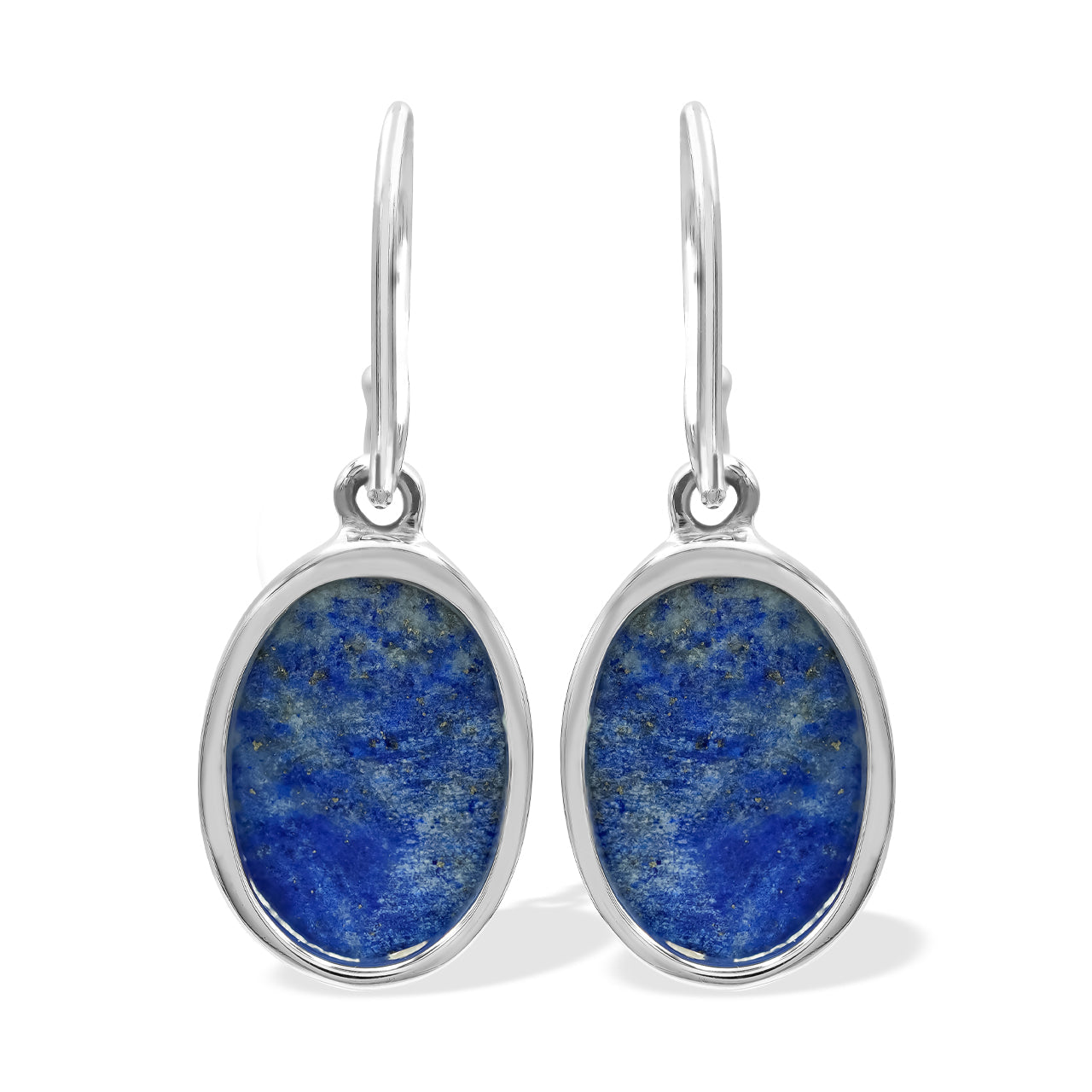 Starborn Lapis Lazuli Wide Oval Dangle Earrings in Sterling Silver