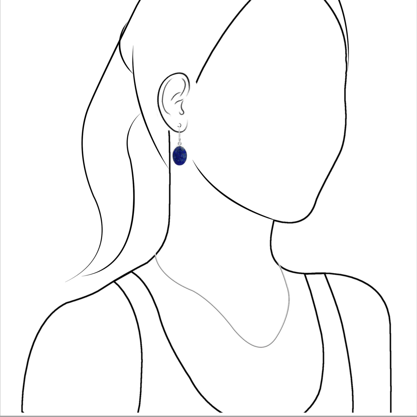 Starborn Lapis Lazuli Wide Oval Dangle Earrings in Sterling Silver
