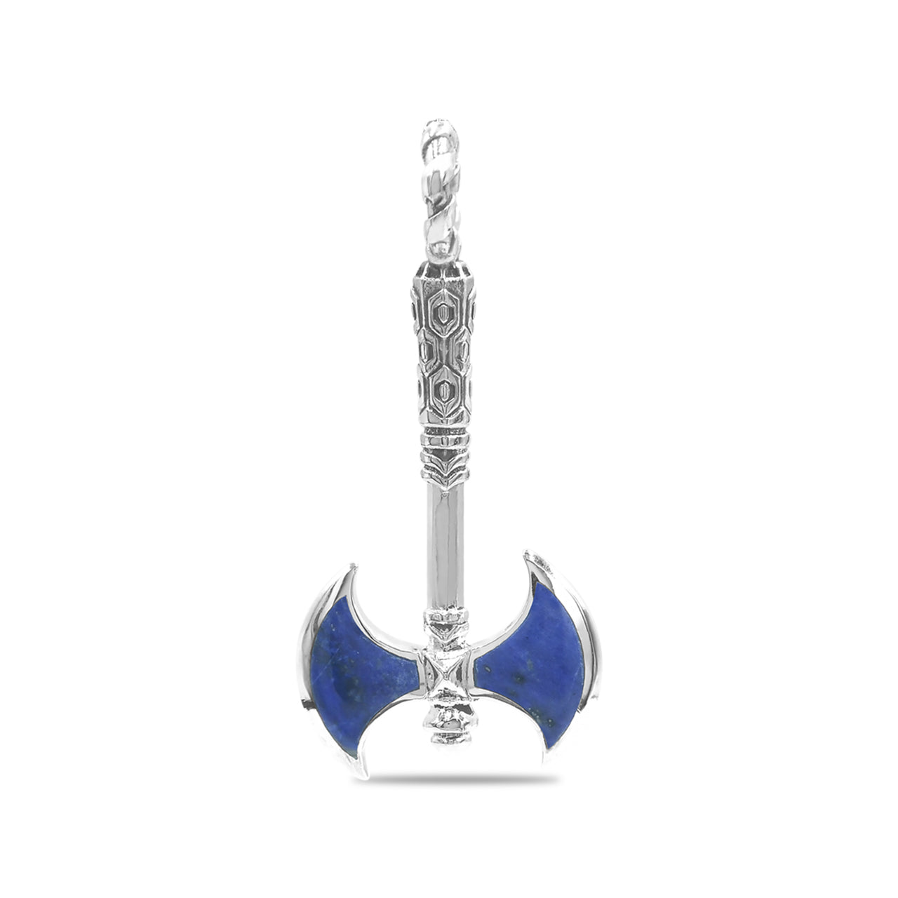 Starborn Lapis Lazuli Battle Axe Pendant in Sterling Silver