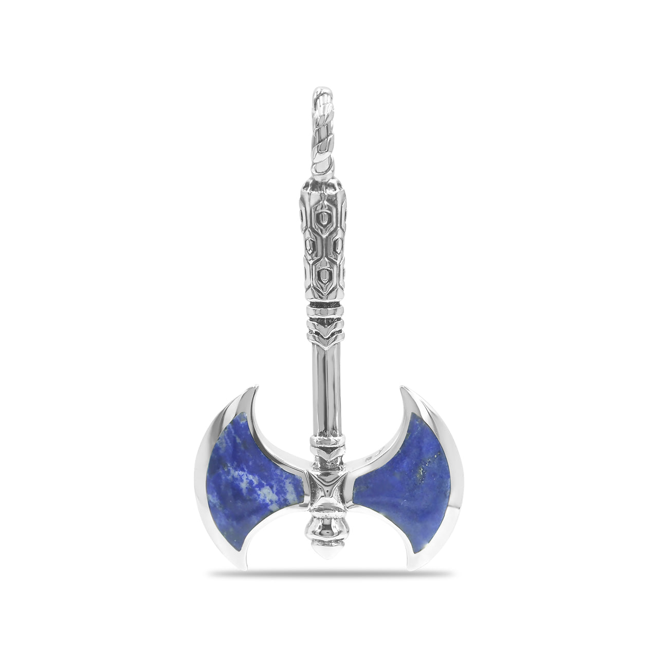 Starborn Lapis Lazuli Battle Axe Pendant in Sterling Silver