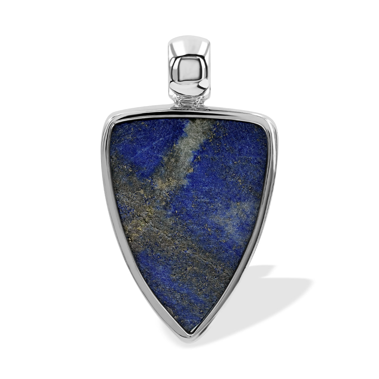 Starborn Lapis Lazuli Carved Dragon Shield Pendant in Sterling Silver