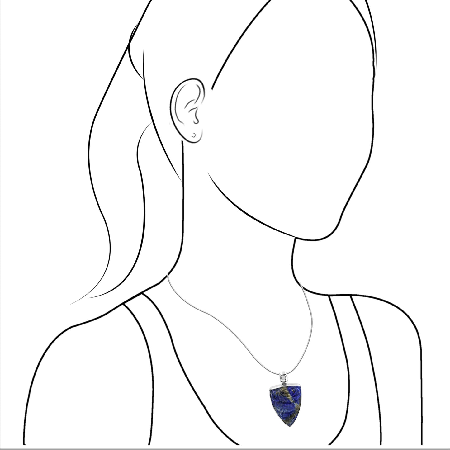 Starborn Lapis Lazuli Carved Dragon Shield Pendant in Sterling Silver