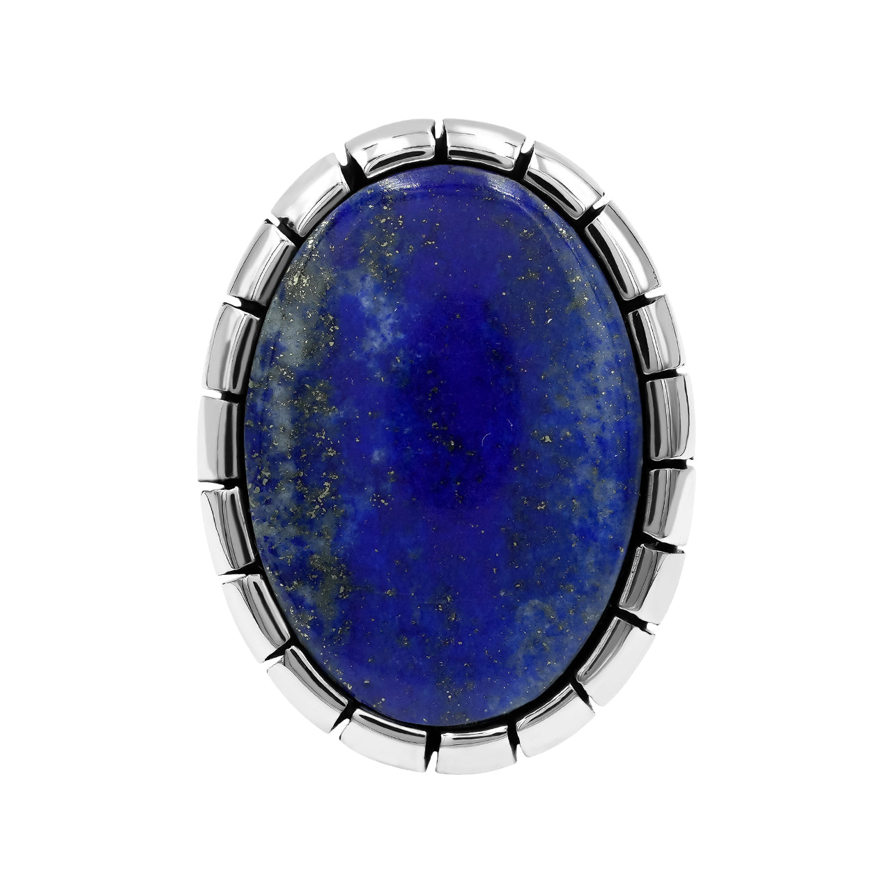 Starborn Lapis Lazuli Striped Bezel Ring with Bali Design Shank in Sterling Silver
