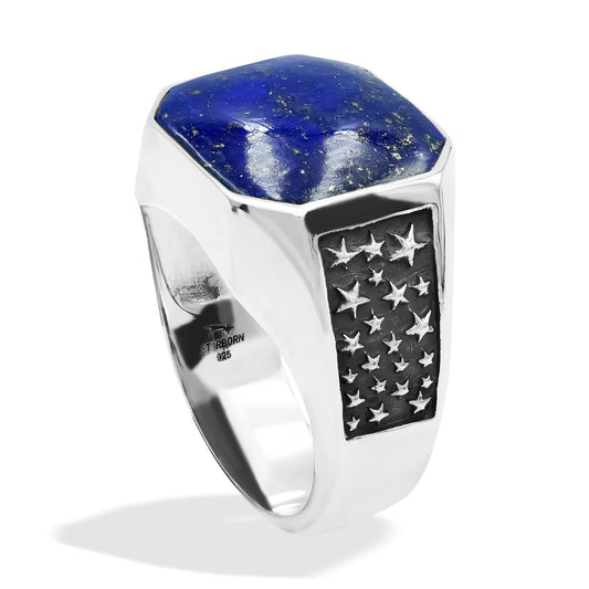 Starborn Lapis Lazuli Octagon Signet Men's Ring in Sterling Silver