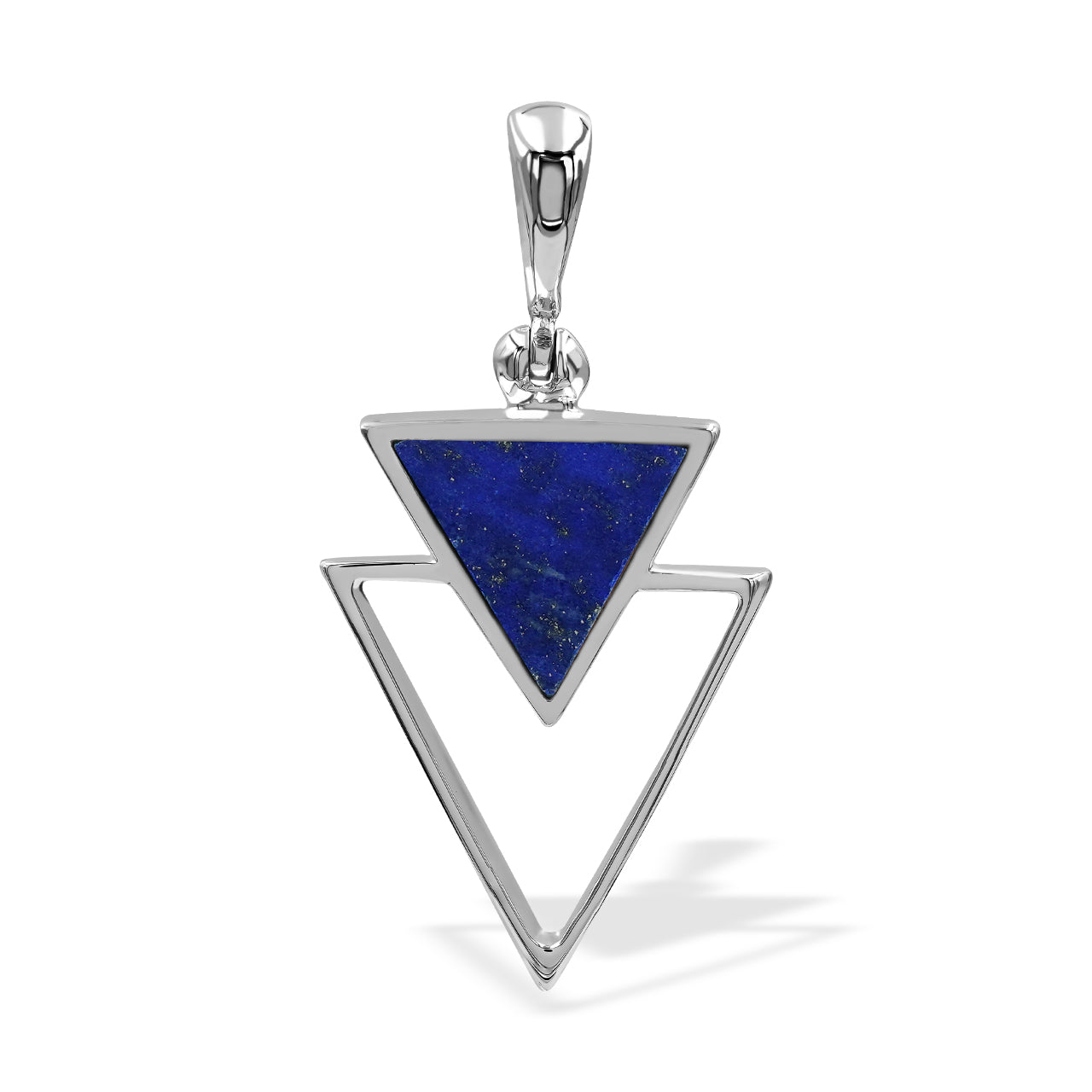Starborn Lapis Lazuli Triangle Stacked Pendant and Earring Set in Sterling Silver