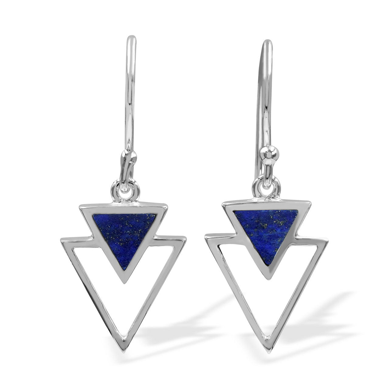 Starborn Lapis Lazuli Triangle Stacked Pendant and Earring Set in Sterling Silver